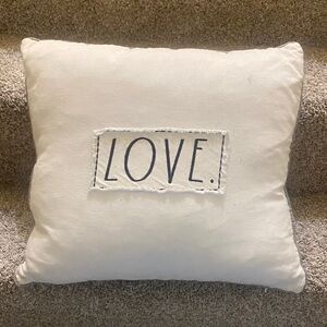 Rae Dunn White Accent Pillow with Black 'LOVE' Text